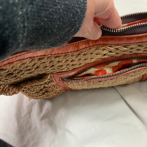 Woven Straw and Orange Patent Leather Brighton Bag - Picture 10 of 10